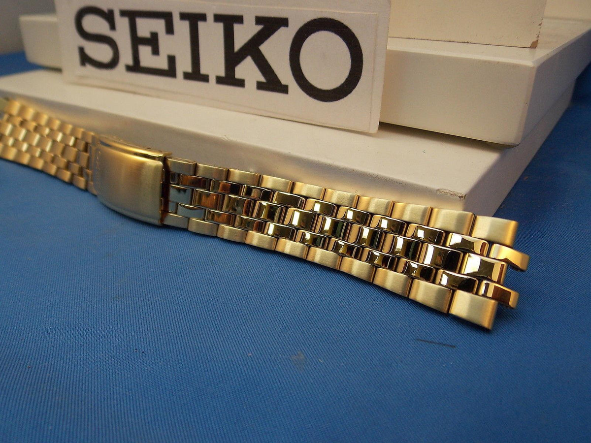 Seiko WatchBand SGF524 Gold Tone Bracelet Mens 18mm Curved End Caps.