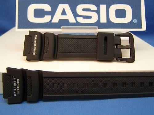 Casio Watchband AQW-101 Fishing Gear ThermoSensor Watchband Black Rubber Strap