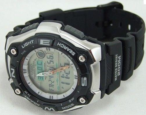 Casio Watchband AQW-101 Fishing Gear ThermoSensor Watchband Black Rubber Strap