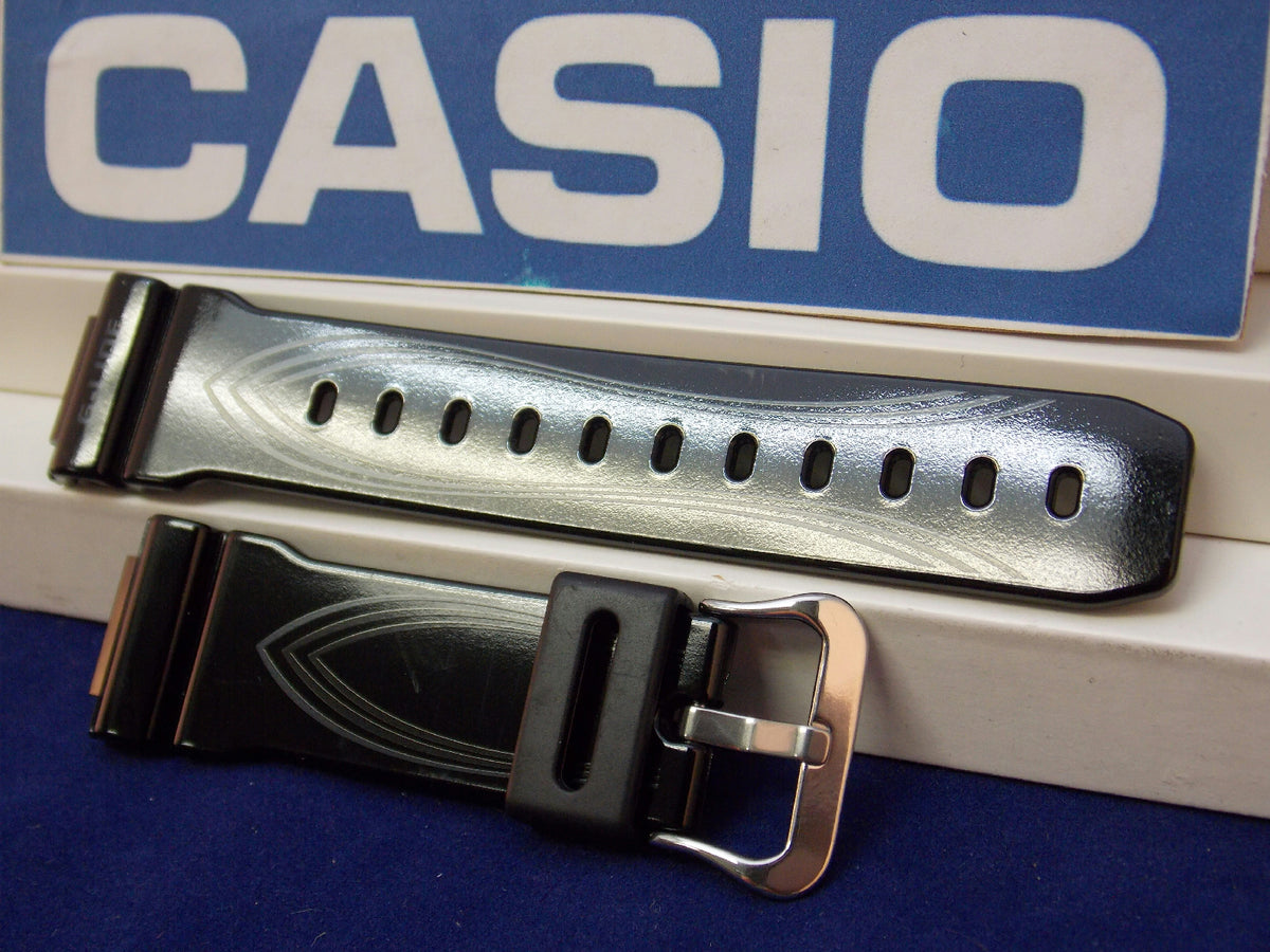 Casio Watchband GLX-5600 G-Lide Shiny Black Resin w/Graphics. Strap. Watchband