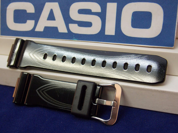 Casio watchband GLX-5600 G-Lide Shiny Black Resin w/Graphics. . Watchband