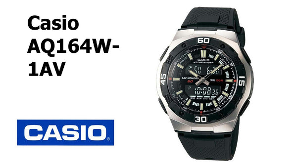 Casio Watchband AQ-164 Black Resin Strap for Illuminator Digital/Analog Watch