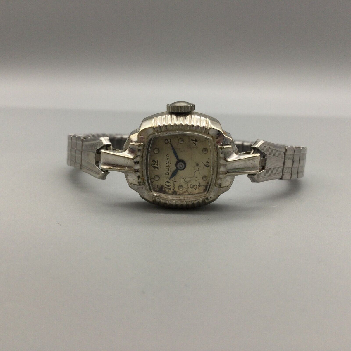 Vintage Speidel Gold 10K Filled Ladies Ring End Watchband w/Safe Chain. Silv/Blk