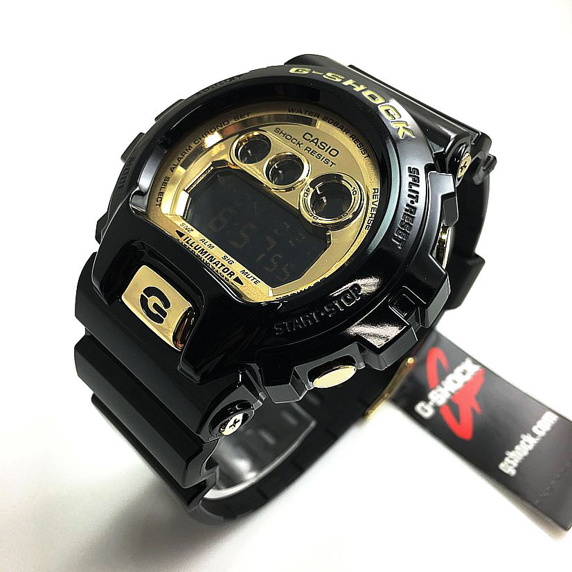 Casio Original Watchband GD-X6900 FB-1 Shiny Black Strap w/Gold Tone Buckle