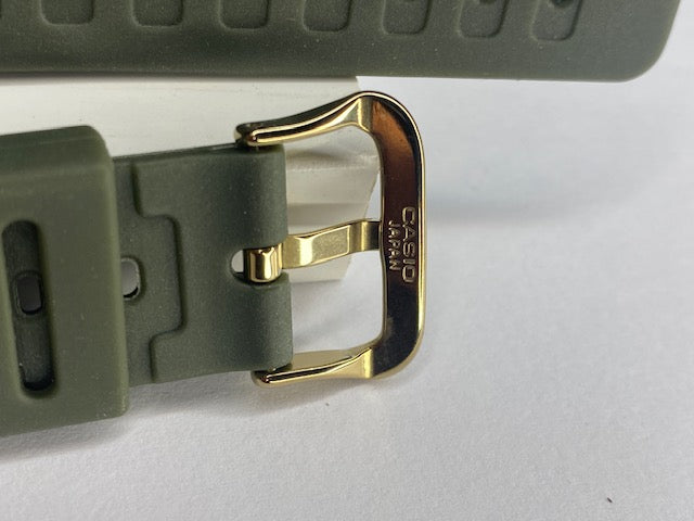 Casio Original Military Green Waterproof Watchband MQ-550. 20mm Gold Tone Buckle
