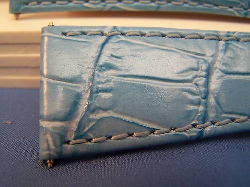 Extra Wide Leather Watchband. 26mm With Pins. Lite blue