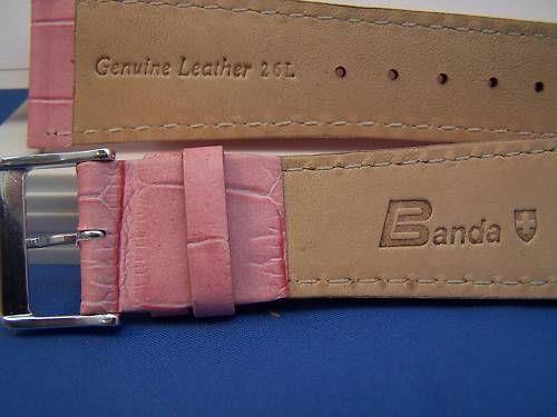 Extra Wide Leather Watchband. 24mm With Pins. Pink