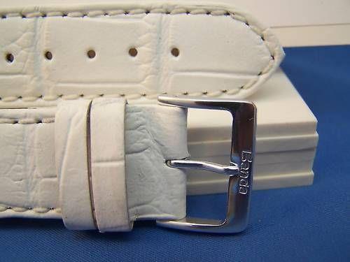 Extra Wide Leather Watchband. 24mm With Pins. White