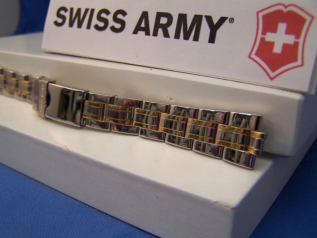 Swiss Army Watchband 20092 Officer Lds 2 Tone Gld/Silv Polished 15mm Bracelet