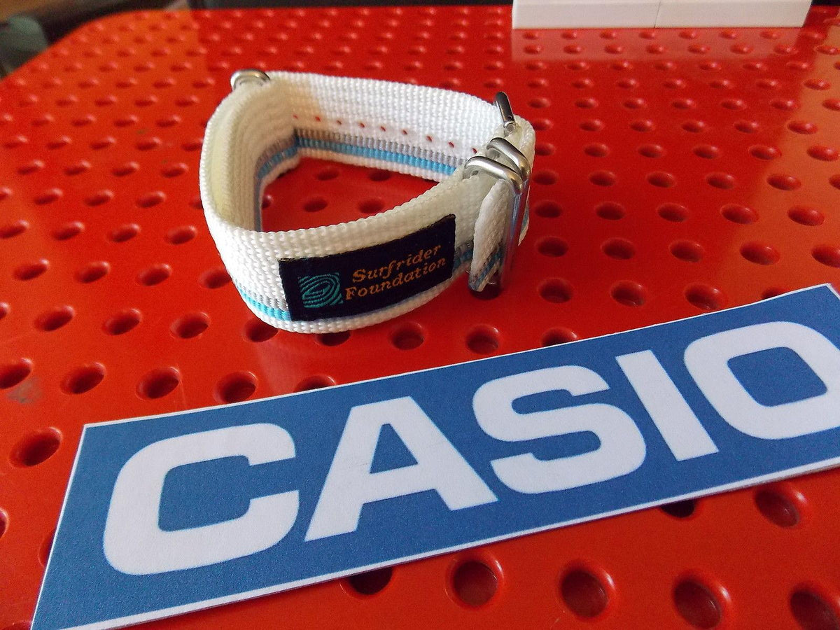 Casio watchband DW-9500 SR-2 Surfrider Foundation Wht/Blue/Gray One Piece Nylon