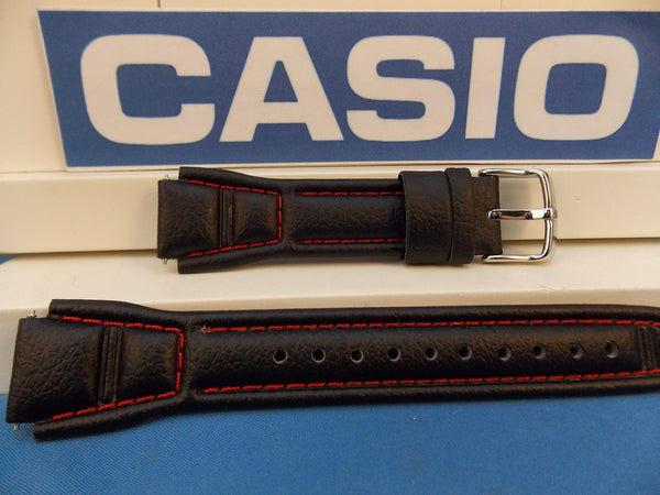 Casio watchband AQF-102 WL-4 Leather  With Red Stitching. Watchband