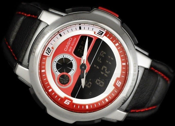 Casio watchband AQF-102 WL-4 Leather  With Red Stitching. Watchband