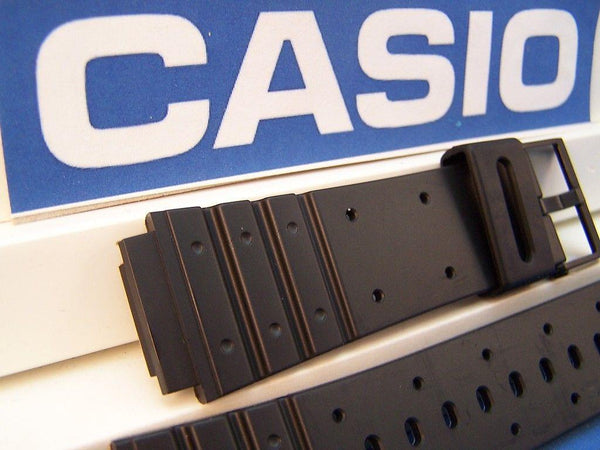 Casio watchband MW-400 Black Resin  w/Black Logo buckle