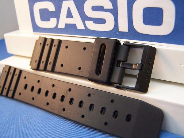 Casio watchband MW-400 Black Resin  w/Black Logo buckle