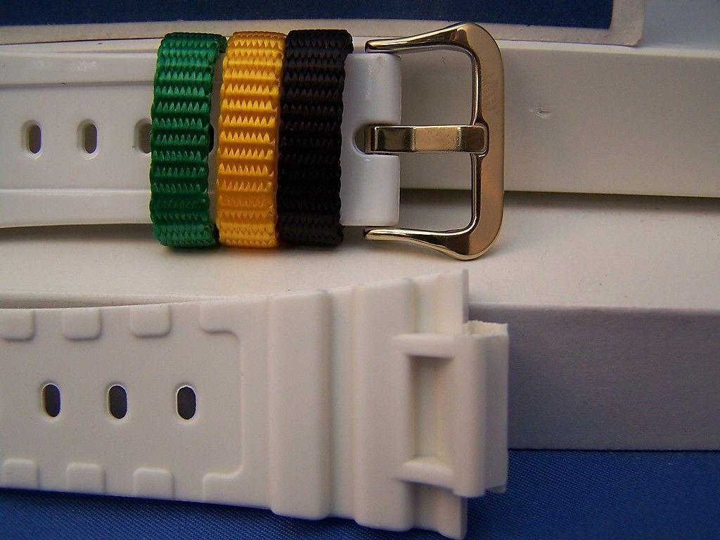 Casio Watchband DW-6900 R-7 White G-Shock Strap w/Multi-Colored Keepers