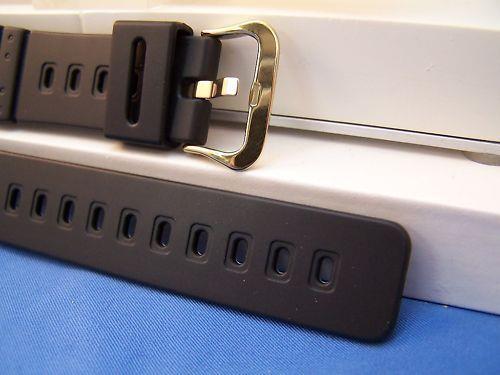 Casio watchband AQ-100, MRD-201 black Resin gold tone buckle