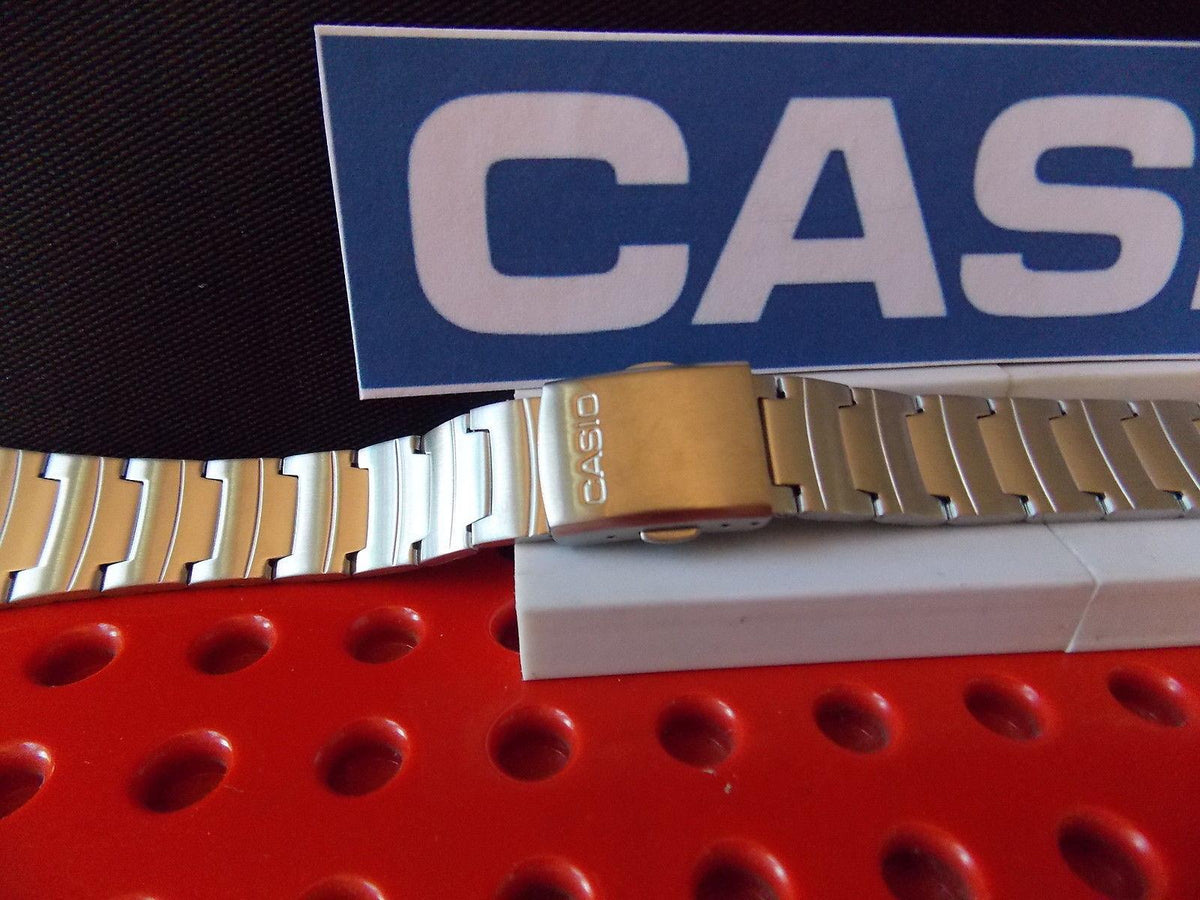 Casio Watchband W-211 D Bracelet Silver Tone Stainless Steel w/Push Button buckl