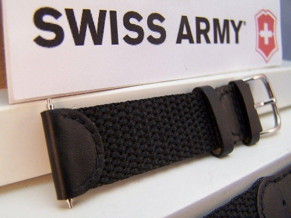 Swiss Army watchband Original 2000 black Mens Nylon Mesh/Leather w/Steel buckle