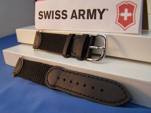 Swiss Army watchband Original 2000 black Mens Nylon Mesh/Leather w/Steel buckle