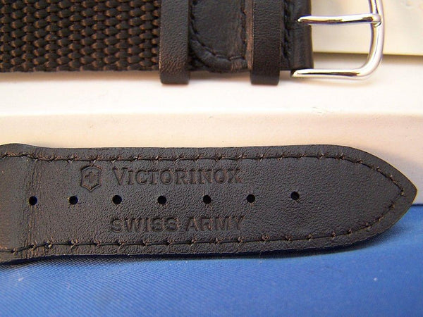 Swiss Army watchband Original 2000 black Mens Nylon Mesh/Leather w/Steel buckle