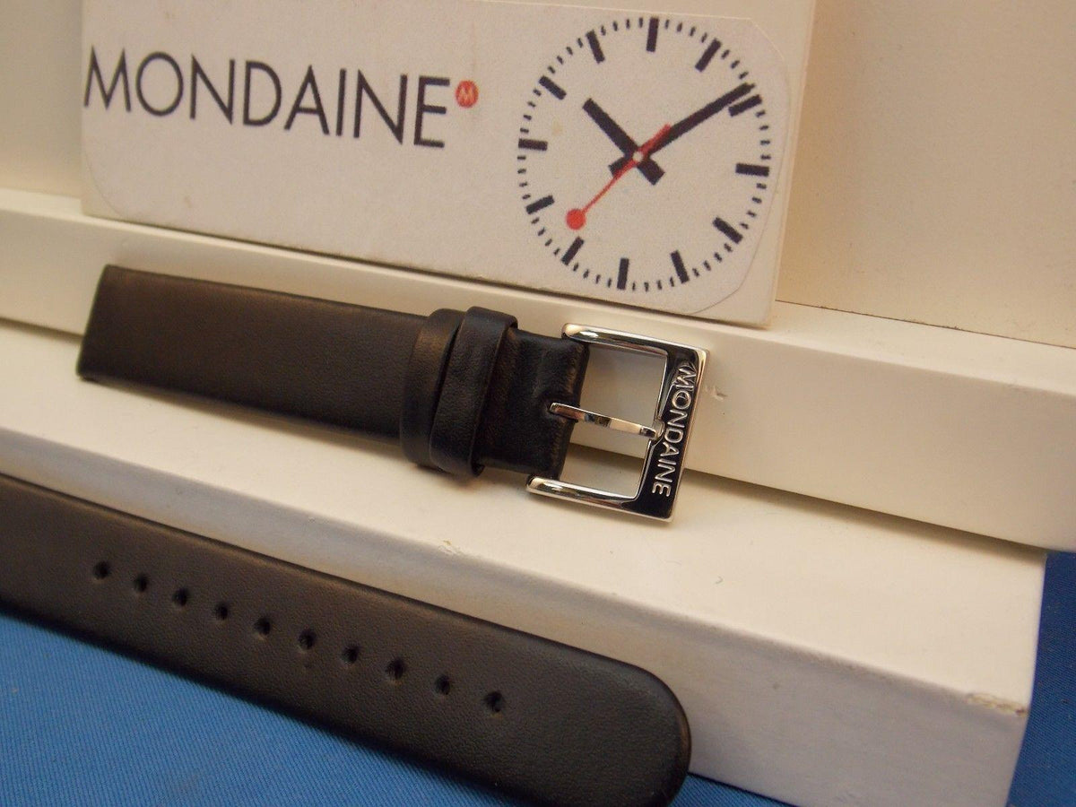 Mondaine Swiss Railways watchband FE3116.20Q 16mm wide Black Leather .