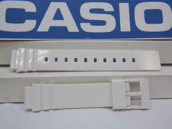 Casio Watchband LRW-200 White Polished Resin. 14mm Ladies White Sport Strap