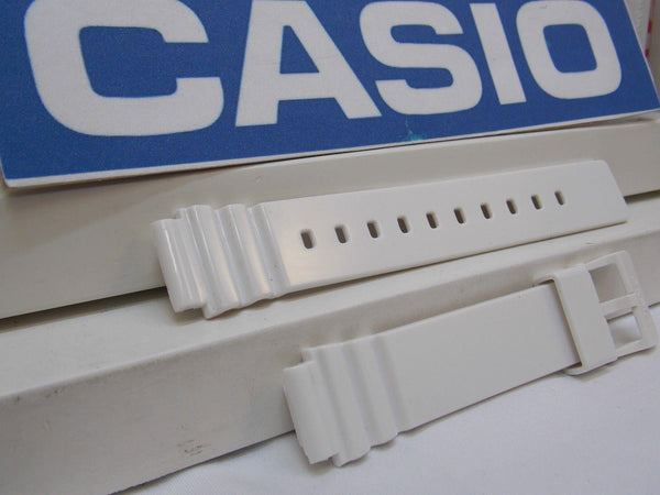 Casio Watchband LRW-200 White Polished Resin. 14mm Ladies White Sport Strap