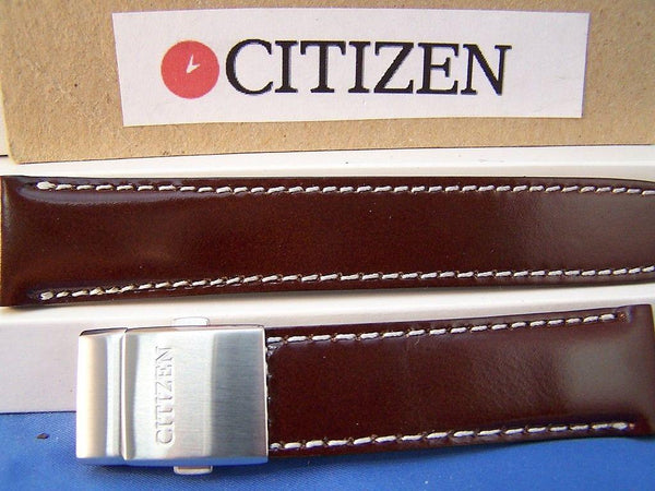 Citizen Watchband BJ7010 Brown Leather 22mm Strap With Deployment buckle