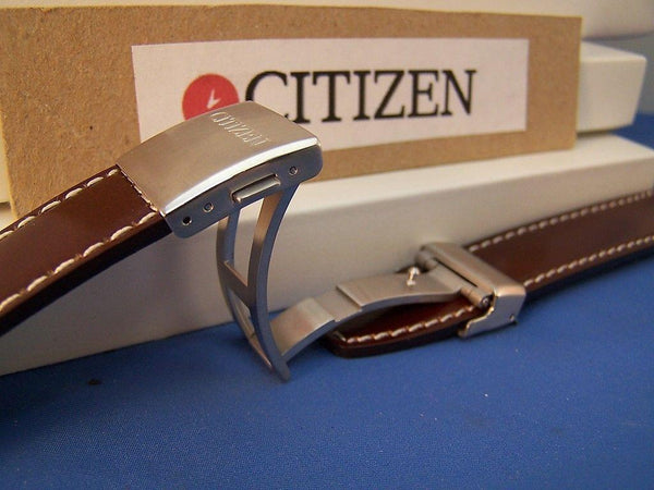 Citizen Watchband BJ7010 Brown Leather 22mm Strap With Deployment buckle
