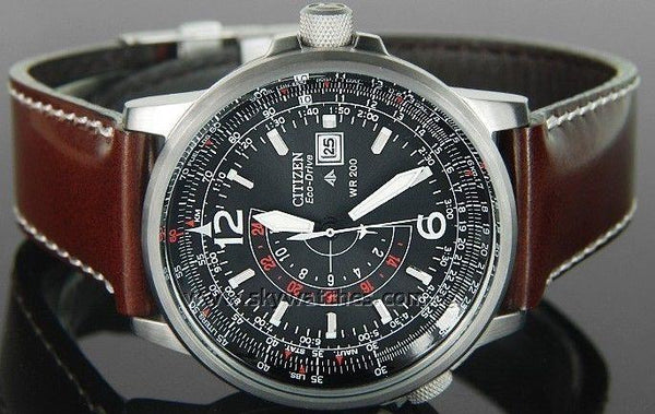 Citizen Watchband BJ7010 Brown Leather 22mm Strap With Deployment buckle