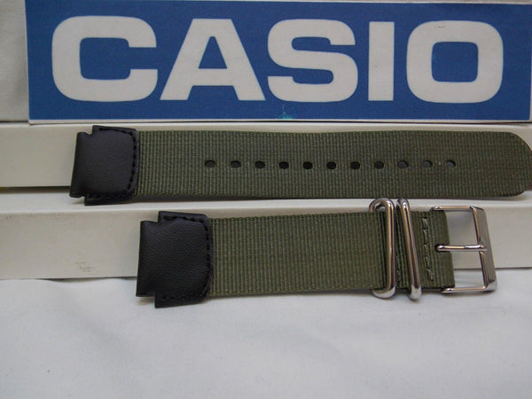 Casio watchband AE-1200, MRW-200 Military Colors Green/Black Nylon/Leather 18mm