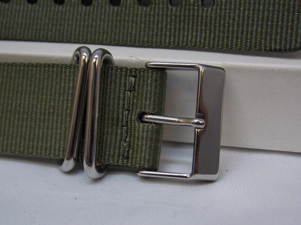 Casio watchband AE-1200, MRW-200 Military Colors Green/Black Nylon/Leather 18mm