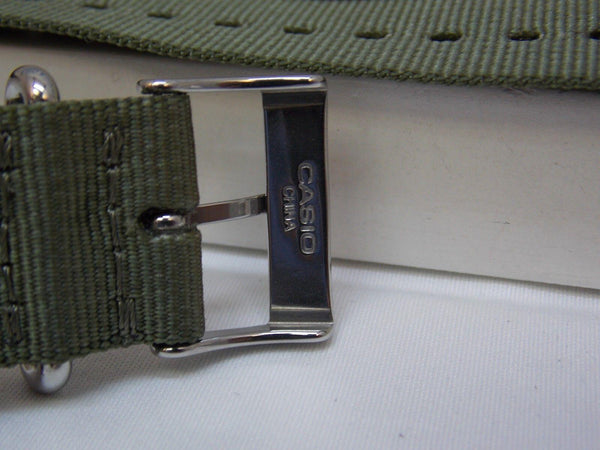 Casio watchband AE-1200, MRW-200 Military Colors Green/Black Nylon/Leather 18mm