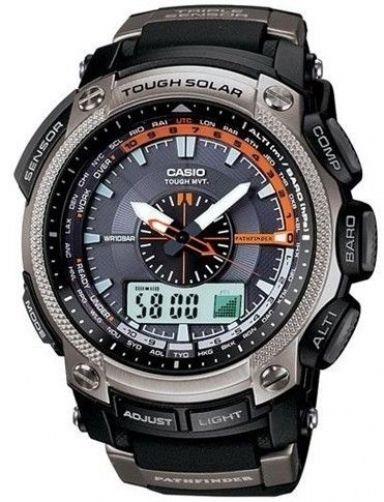 Casio Watchband PAW-5000 Pathfinder Solar Atomic Black Resin Strap. Watchband