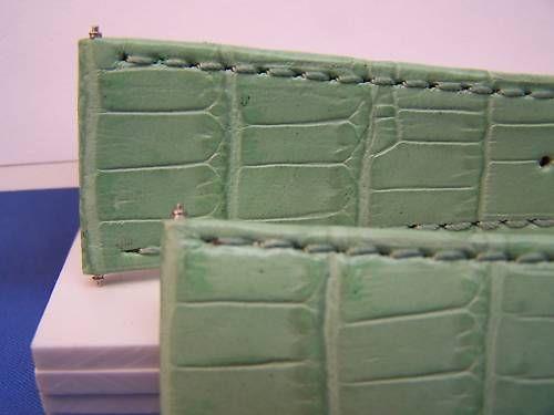 Extra Wide Leather Watchband. 24mm With Pins. Lt Green