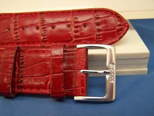 Extra Wide Leather Watchband. 26mm With Pins. Red