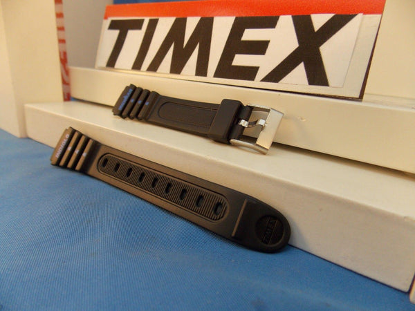 Timex watchband IronMan Ladies Black Resin w/blue Graphics 15mm