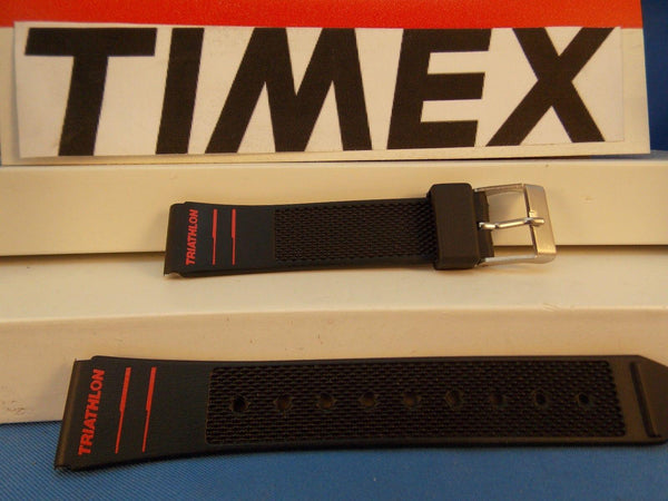 Timex watchband Triathlon Black Resin w Red Graphics 15mm