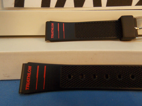 Timex watchband Triathlon Black Resin w Red Graphics 15mm