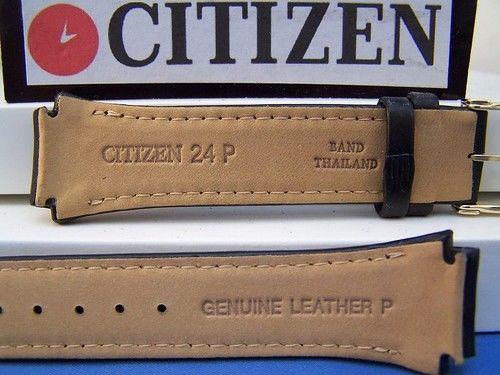 Citizen watchband Eco-Drive BM6575 Blk Leather Gold Tn Bkle.Back #E111-S049407