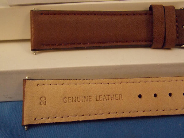 Swiss Army watchband Field 20mm Brown Leather Logo buckle. Stitched and Padded