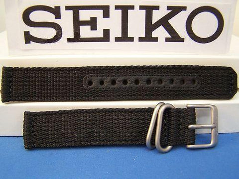 Seiko WatchBand SNK809 2ply Fabric w/Steel buckle and spring bars 18mm black