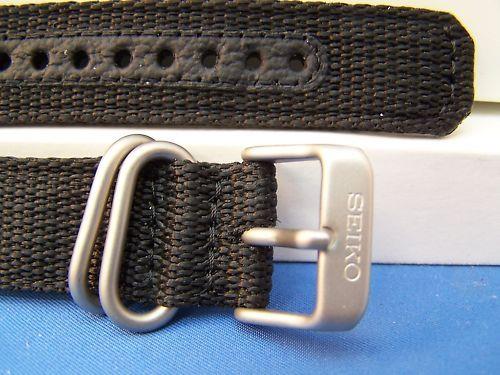 Seiko WatchBand SNK809 2ply Fabric w/Steel buckle and spring bars 18mm black