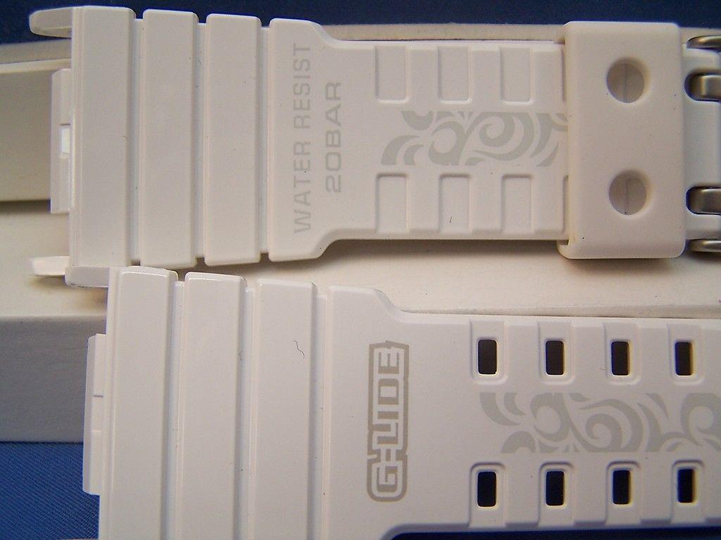 Casio watchband GLX-5500 -7 G-Lide Shiny white G-shock Watchband- w/Graphics