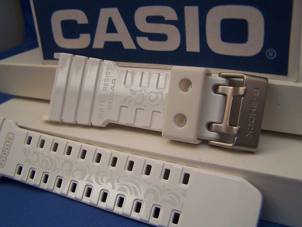 Casio watchband GLX-5500 -7 G-Lide Shiny white G-shock Watchband- w/Graphics