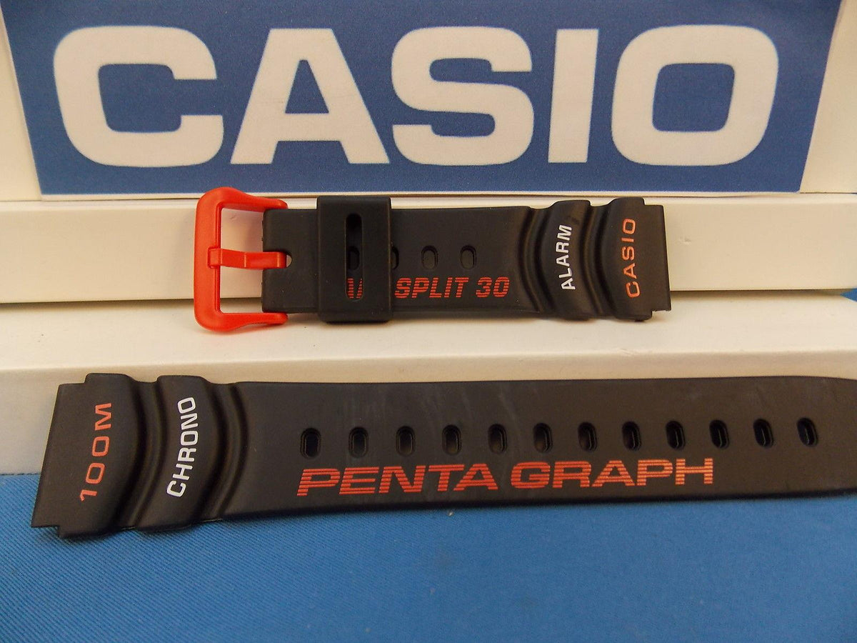 Casio Watchband PGW-30 -4 Pentagraph Lap Split 30 Orange/white Graphic Watchband