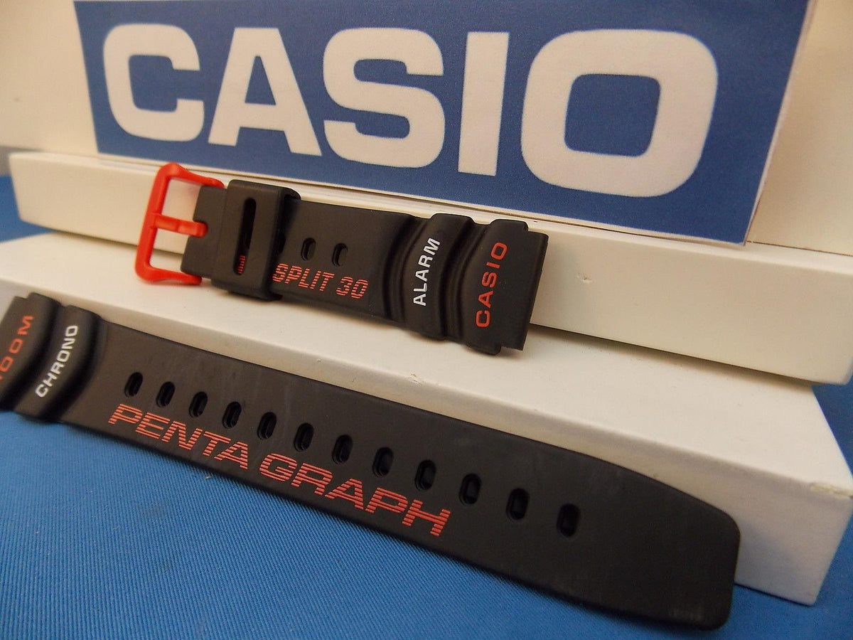 Casio Watchband PGW-30 -4 Pentagraph Lap Split 30 Orange/white Graphic Watchband
