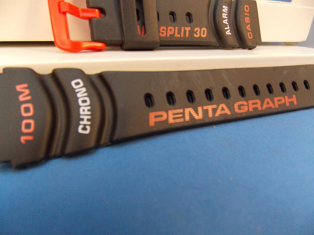 Casio Watchband PGW-30 -4 Pentagraph Lap Split 30 Orange/white Graphic Watchband