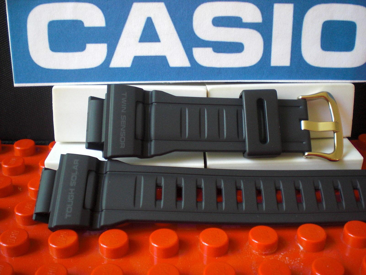 Casio Watchband G-9300 w/Gold Buckle Twin Sensor Tough Solar Black Resin Strap