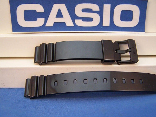 Casio watchband LRW-200 Polished Shiny Black Resin  14mm Ladies.Watchband